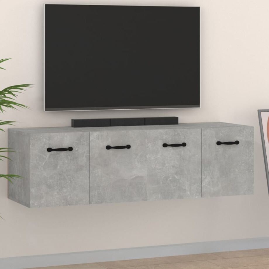 vidaXL Wandkasten 2 st 80x35x36,5 cm bewerkt hout betongrijs afbeelding 1