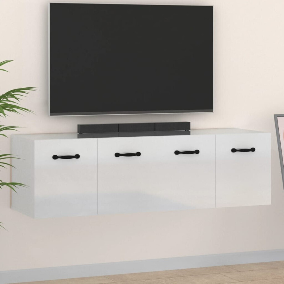 vidaXL Wandkasten 2 st 80x36,5x35 cm bewerkt hout hoogglans wit afbeelding 1