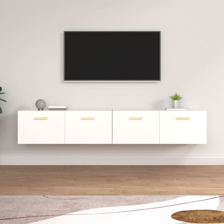 vidaXL Wandkasten 2 st 100x36,5x35 cm bewerkt hout wit afbeelding 1