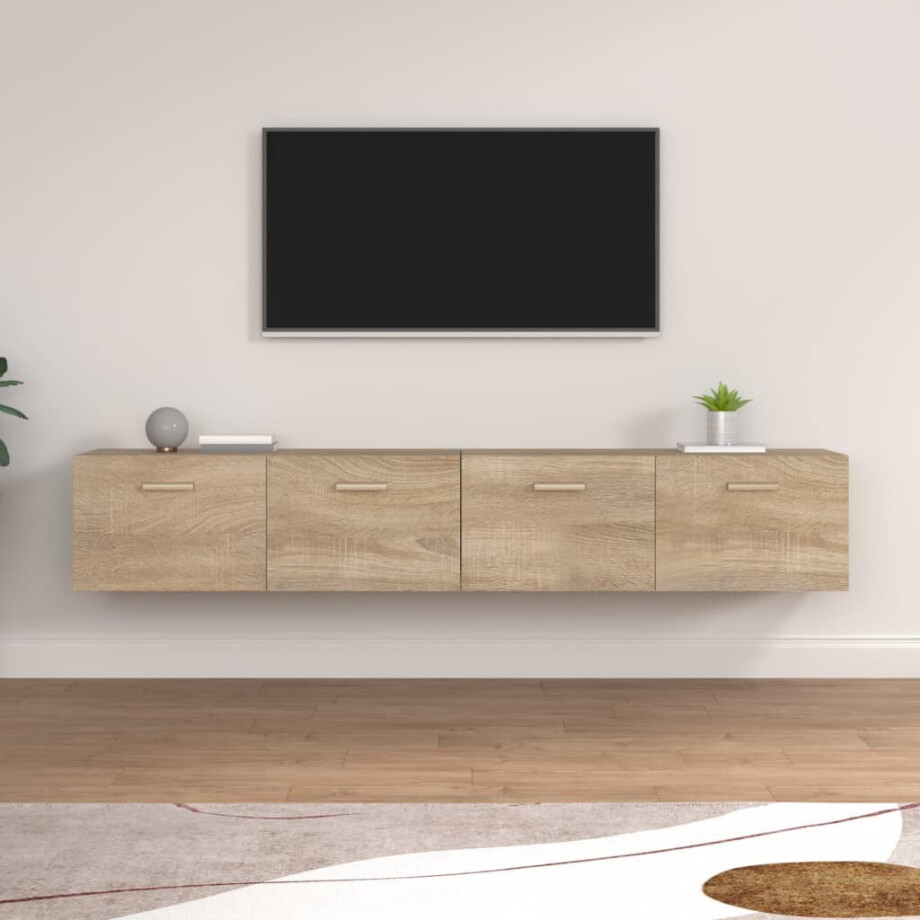 vidaXL Wandkasten 2 st 100x36,5x35 cm bewerkt hout sonoma eikenkleurig vidaXL Wandkasten 2 st 100x36,5x35 cm bewerkt hout sonoma eikenkleurig afbeelding 1