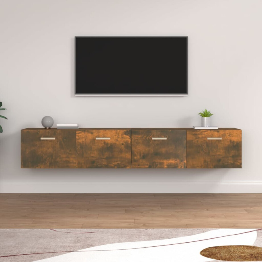 vidaXL Wandkasten 2 st 100x36,5x35cm bewerkt hout gerookt eikenkleurig vidaXL Wandkasten 2 st 100x36,5x35cm bewerkt hout gerookt eikenkleurig afbeelding 1