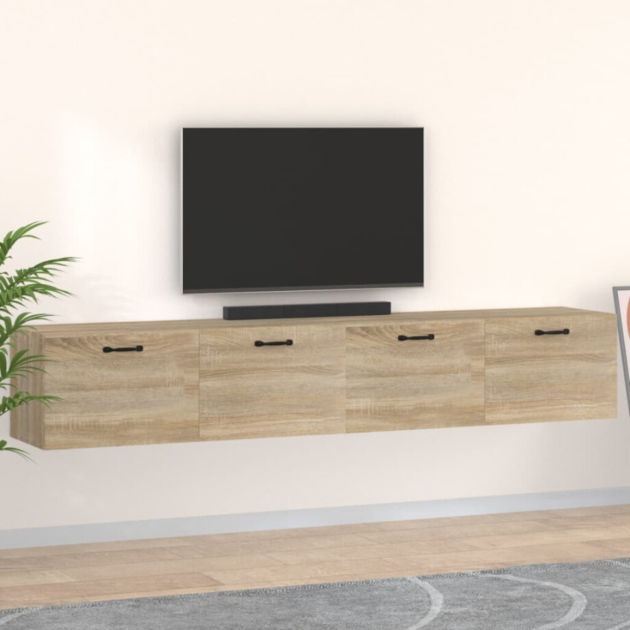 vidaXL Wandkasten 2 st 100x36,5x35 cm bewerkt hout sonoma eikenkleurig vidaXL Wandkasten 2 st 100x36,5x35 cm bewerkt hout sonoma eikenkleurig afbeelding 1
