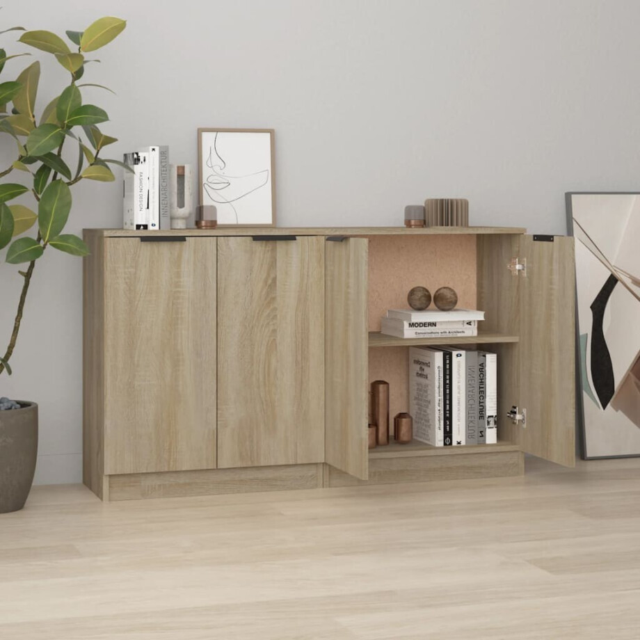 vidaXL Dressoirs 2 st 60x30x70 cm bewerkt hout sonoma eikenkleurig afbeelding 1