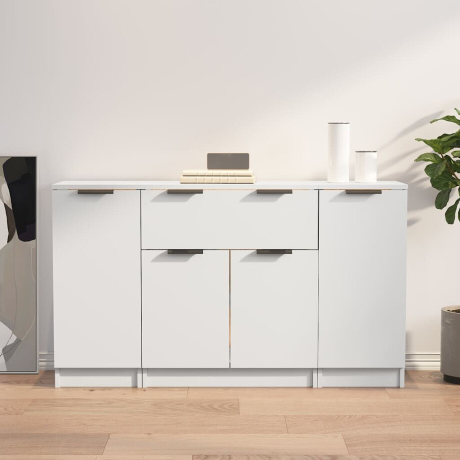 vidaXL Dressoirs 3 st bewerkt hout wit afbeelding 1