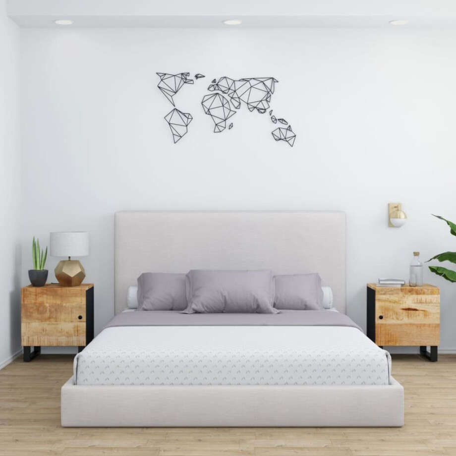 vidaXL Nachtkastjes 2 st 40x33x46 cm massief mangohout afbeelding 1