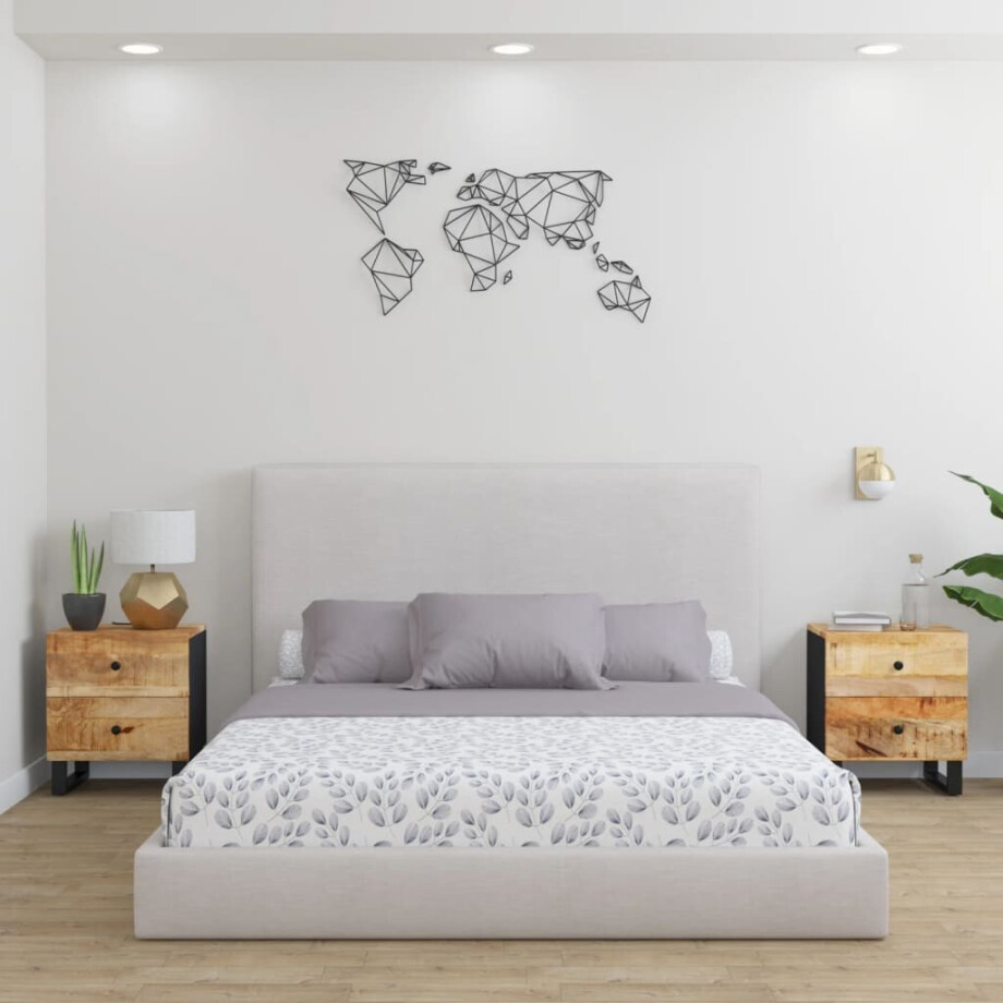 vidaXL Nachtkastjes 2 st 40x33x46 cm massief mangohout vidaXL Nachtkastjes 2 st 40x33x46 cm massief mangohout afbeelding 1