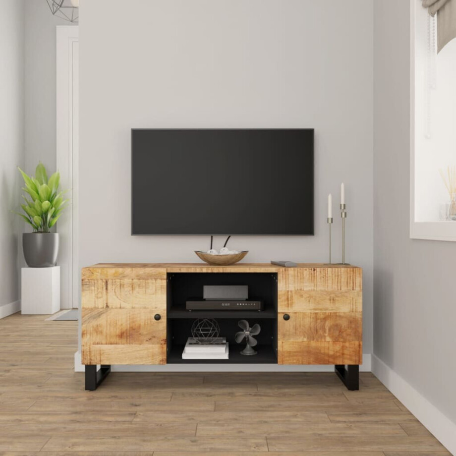 vidaXL Tv-meubel 105x33x46cm massief mangohout afbeelding 1