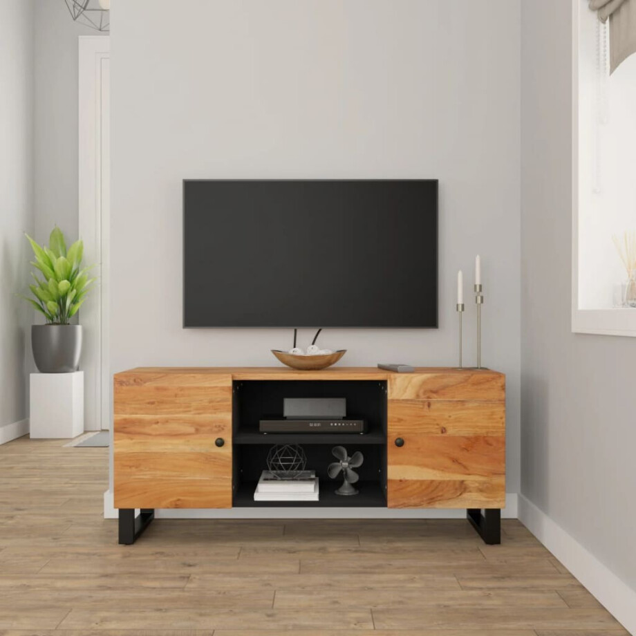 vidaXL Tv-meubel 105x33x46 cm massief acaciahout afbeelding 1