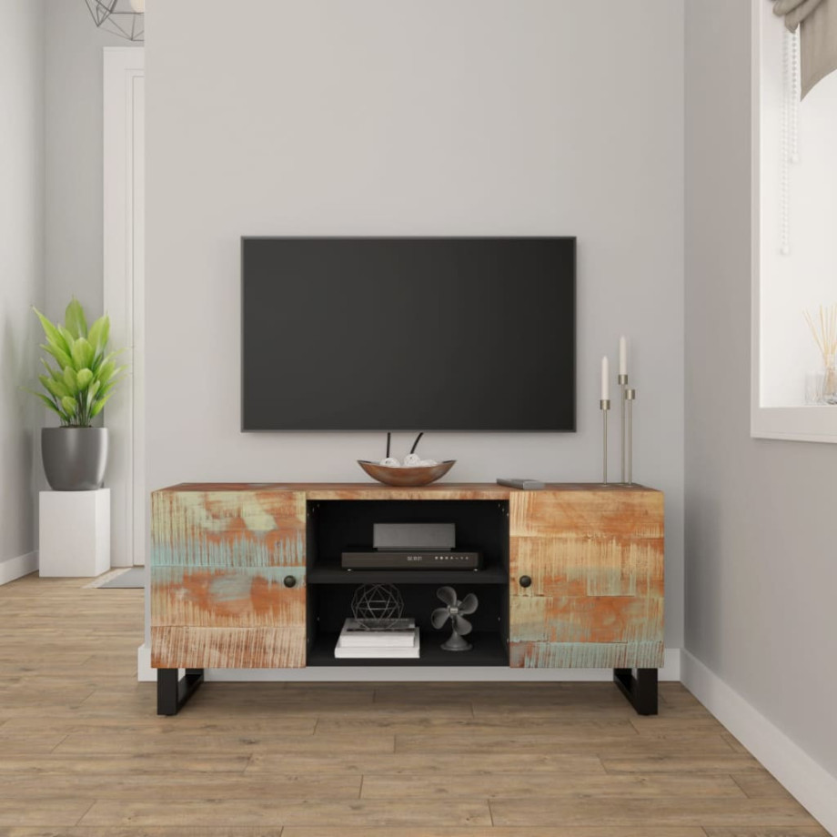 vidaXL Tv-meubel 105x33x46 cm massief teruggewonnen hout afbeelding 1