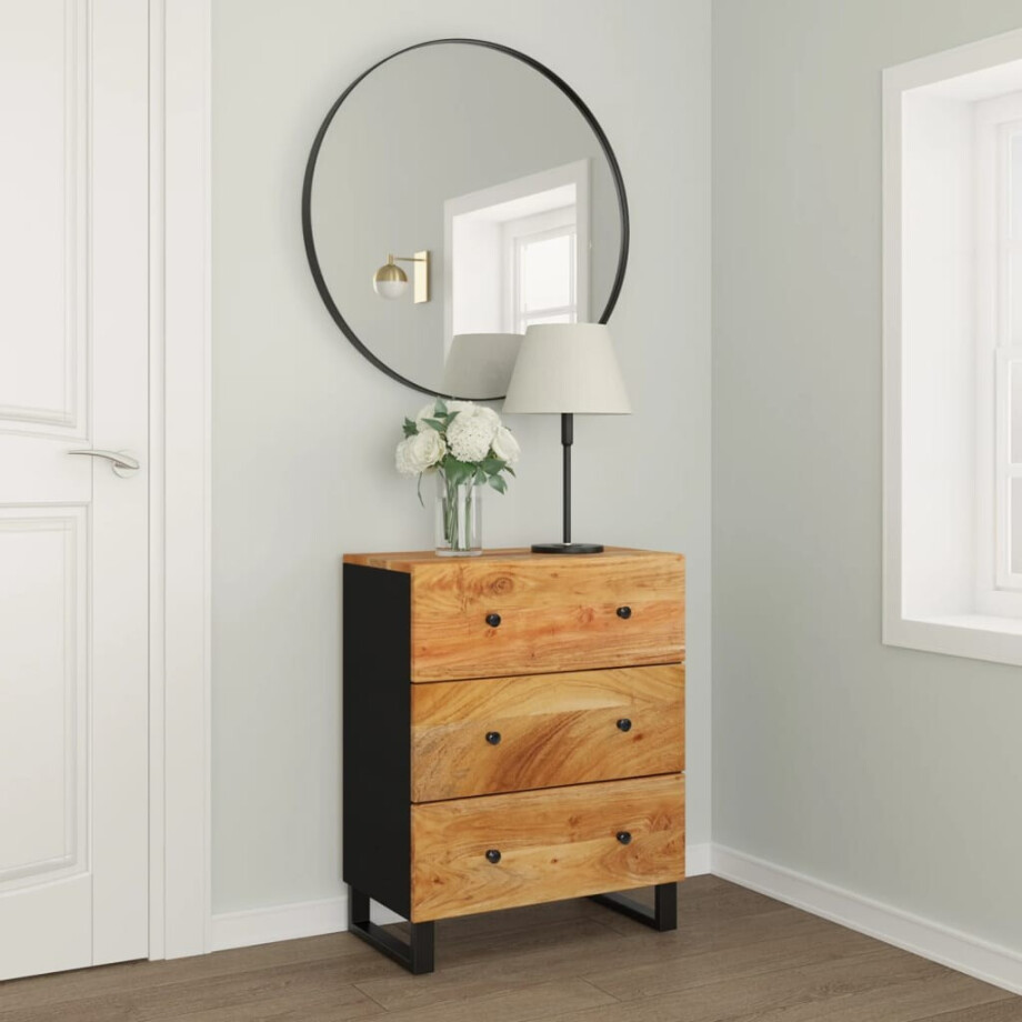 vidaXL Dressoir 60x33x75 cm massief acaciahout afbeelding 1