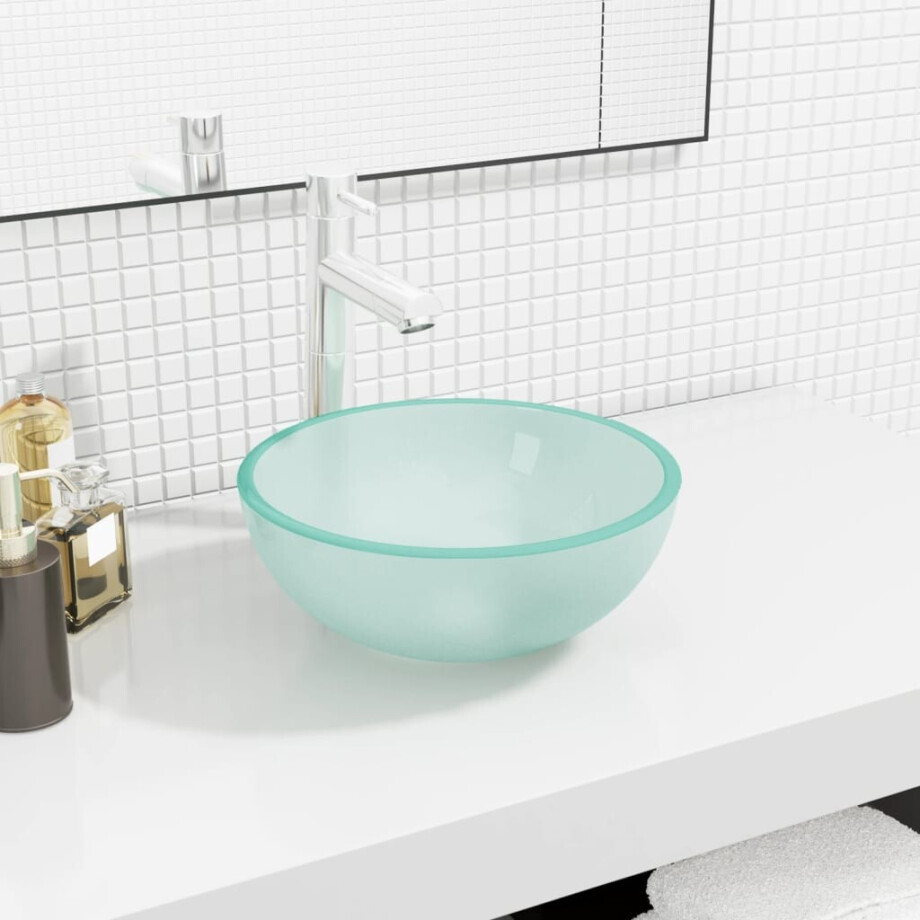 vidaXL Wasbak 30x12 cm gehard glas mat vidaXL Wasbak 30x12 cm gehard glas mat afbeelding 1