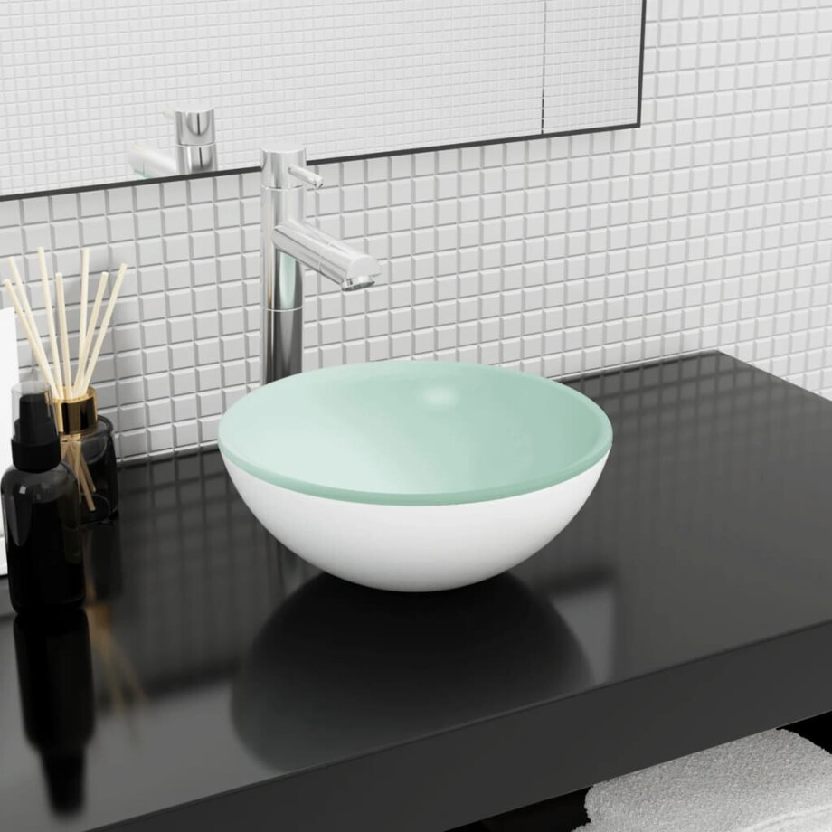 vidaXL Wasbak 30x12 cm gehard glas wit vidaXL Wasbak 30x12 cm gehard glas wit afbeelding 1