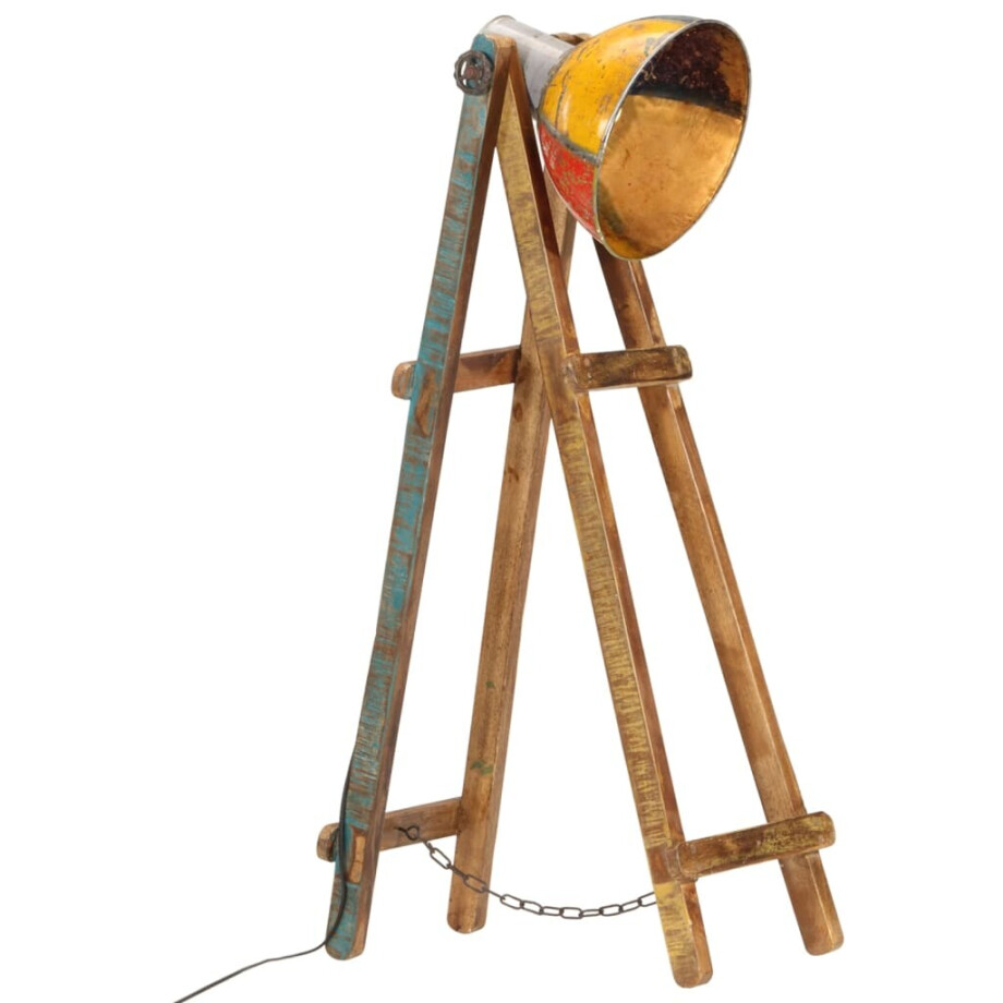 vidaXL Vloerlamp E27 massief mangohout meerkleurig afbeelding 1