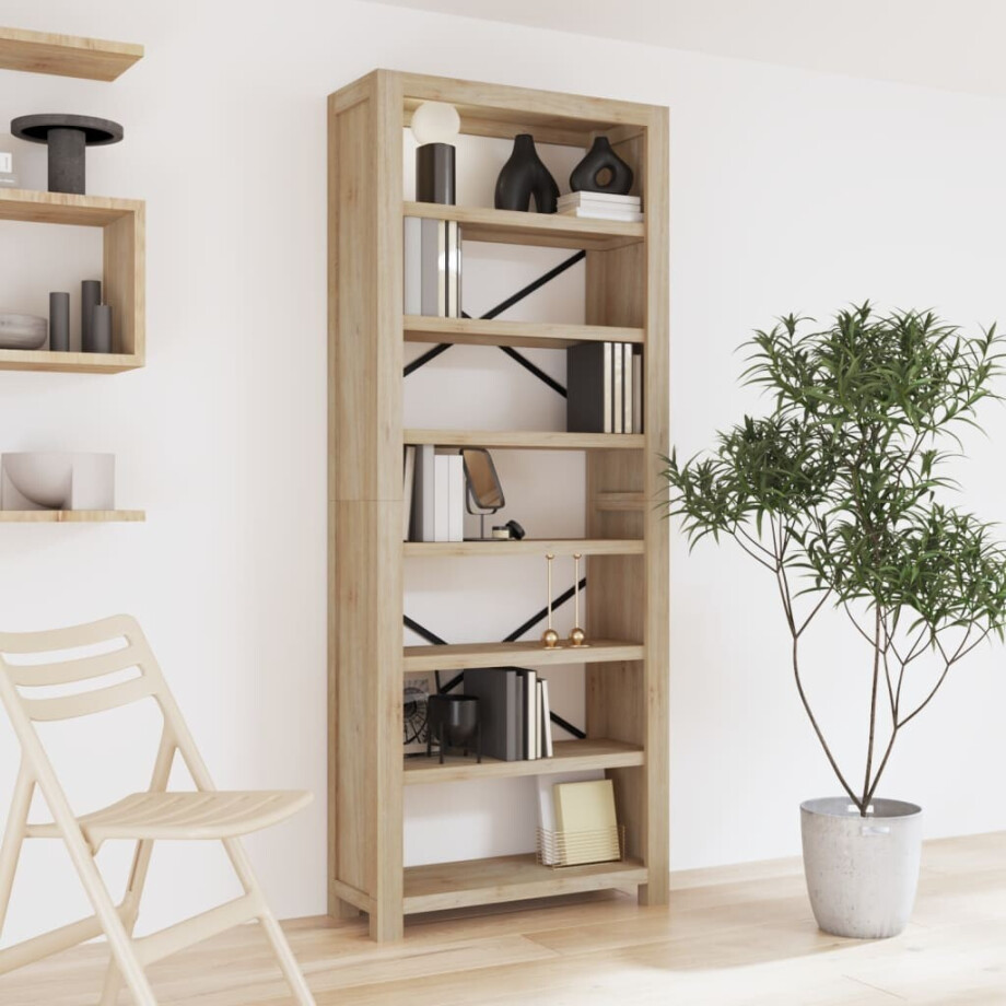 vidaXL Boekenkast met 7 schappen 80x30x200 cm massief acaciahout vidaXL Boekenkast met 7 schappen 80x30x200 cm massief acaciahout afbeelding 1