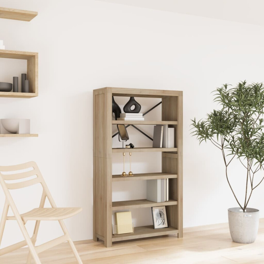 vidaXL Boekenkast met 5 schappen 80x30x140 cm massief acaciahout afbeelding 1
