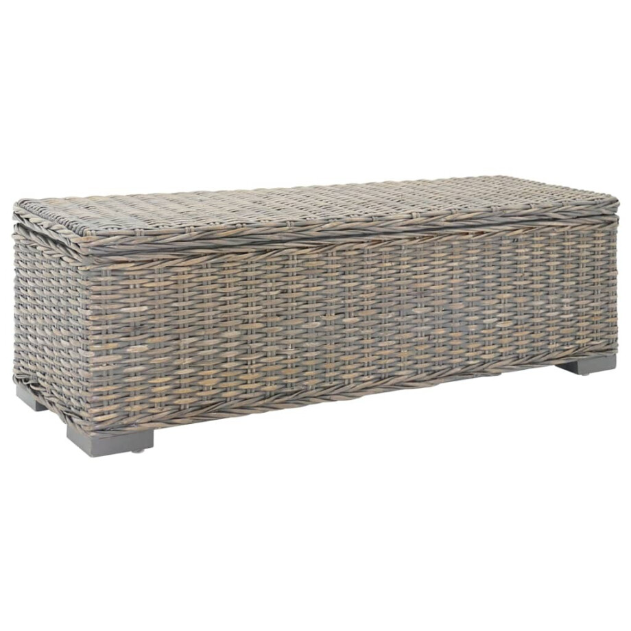vidaXL Opbergbox 110 cm natuurlijk kubu rattan en mahoniehout grijs afbeelding 1