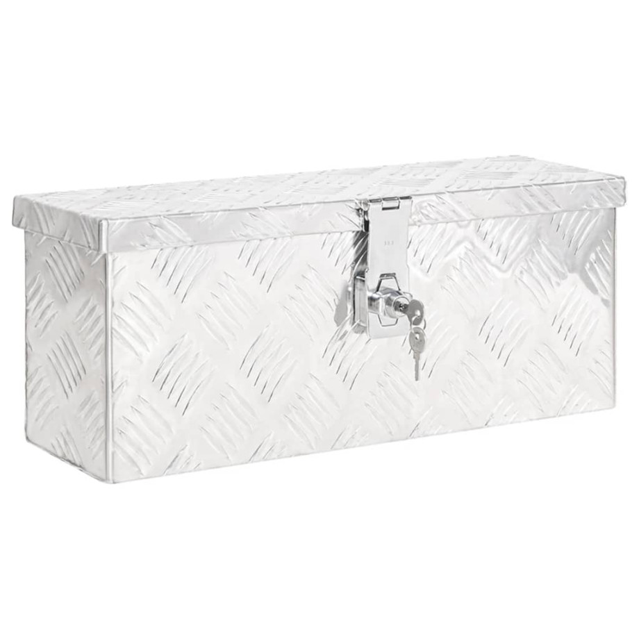 vidaXL Opbergbox 50x15x20,5 cm aluminium zilverkleurig afbeelding 1