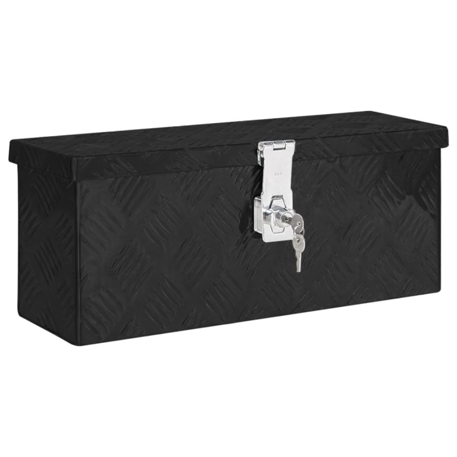 vidaXL Opbergbox 50x15x20,5 cm aluminium zwart afbeelding 1