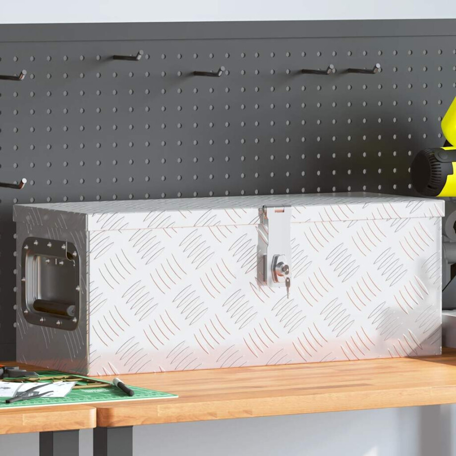 vidaXL Opbergbox 60x23,5x23 cm aluminium zilverkleurig afbeelding 1