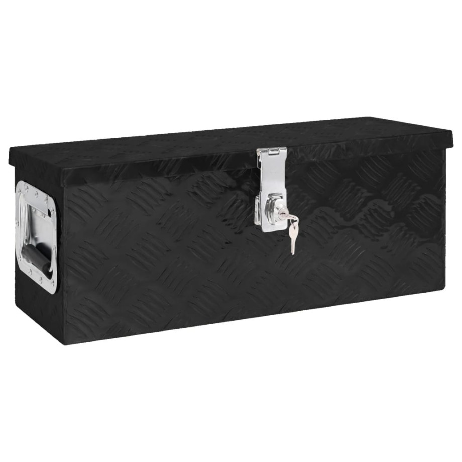 vidaXL Opbergbox 60x23,5x23 cm aluminium zwart afbeelding 1