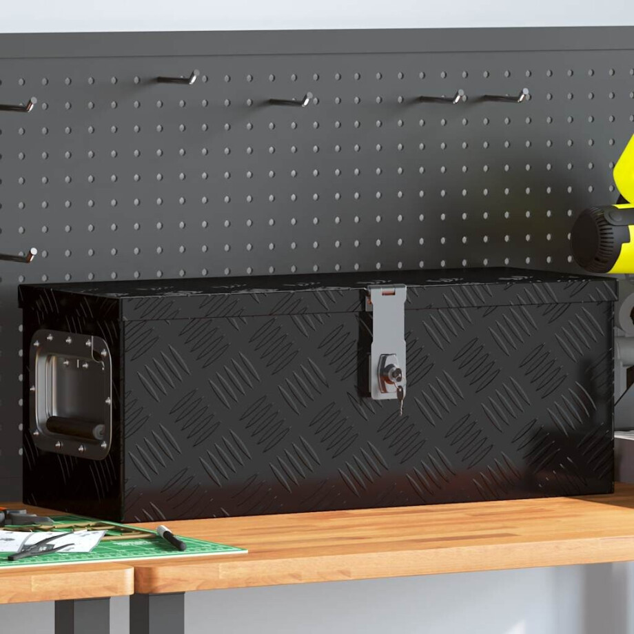 vidaXL Opbergbox 60x23,5x23 cm aluminium zwart vidaXL Opbergbox 60x23,5x23 cm aluminium zwart afbeelding 1