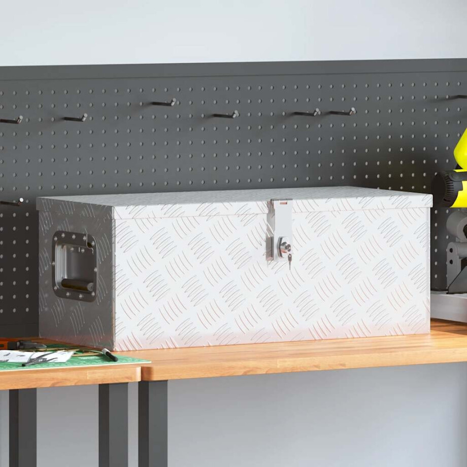 vidaXL Opbergbox 70x31x27 cm aluminium zilverkleurig afbeelding 1