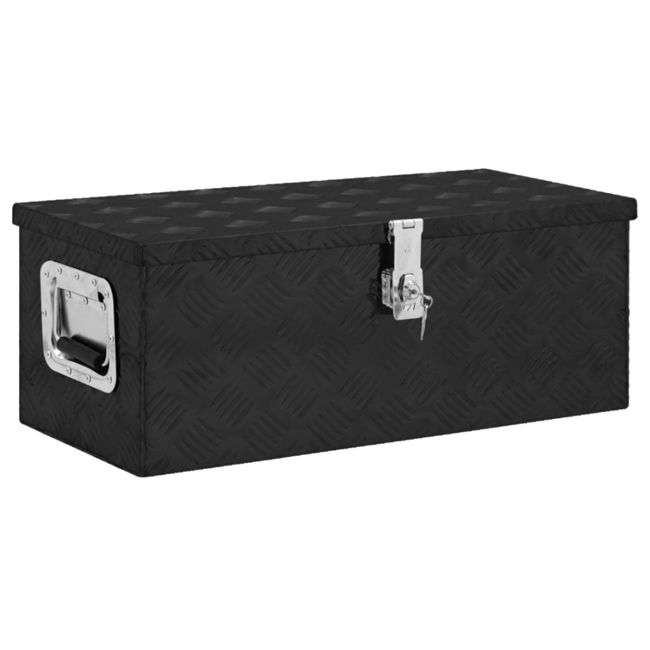 vidaXL Opbergbox 70x31x27 cm aluminium zwart afbeelding 1