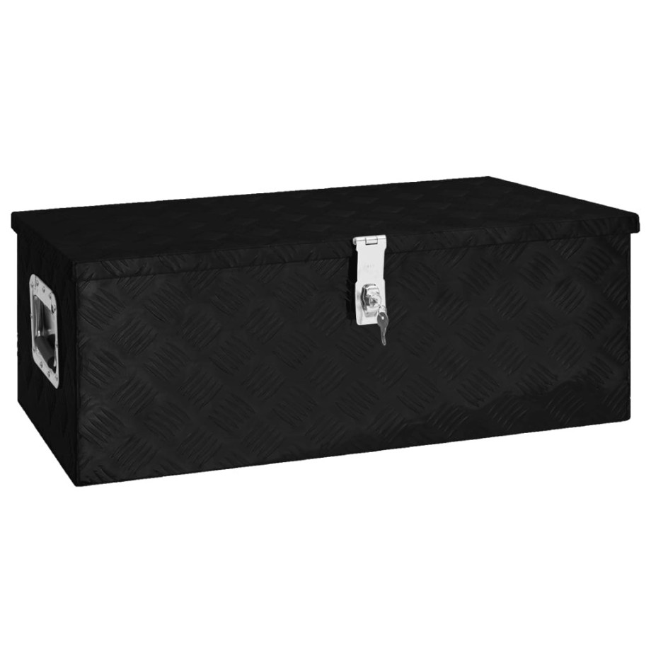vidaXL Opbergbox 80x39x30 cm aluminium zwart afbeelding 1