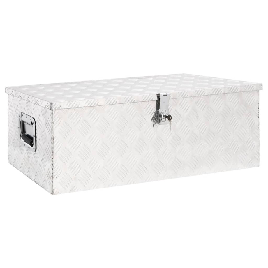 vidaXL Opbergbox 90x47x33,5 cm aluminium zilverkleurig afbeelding 1