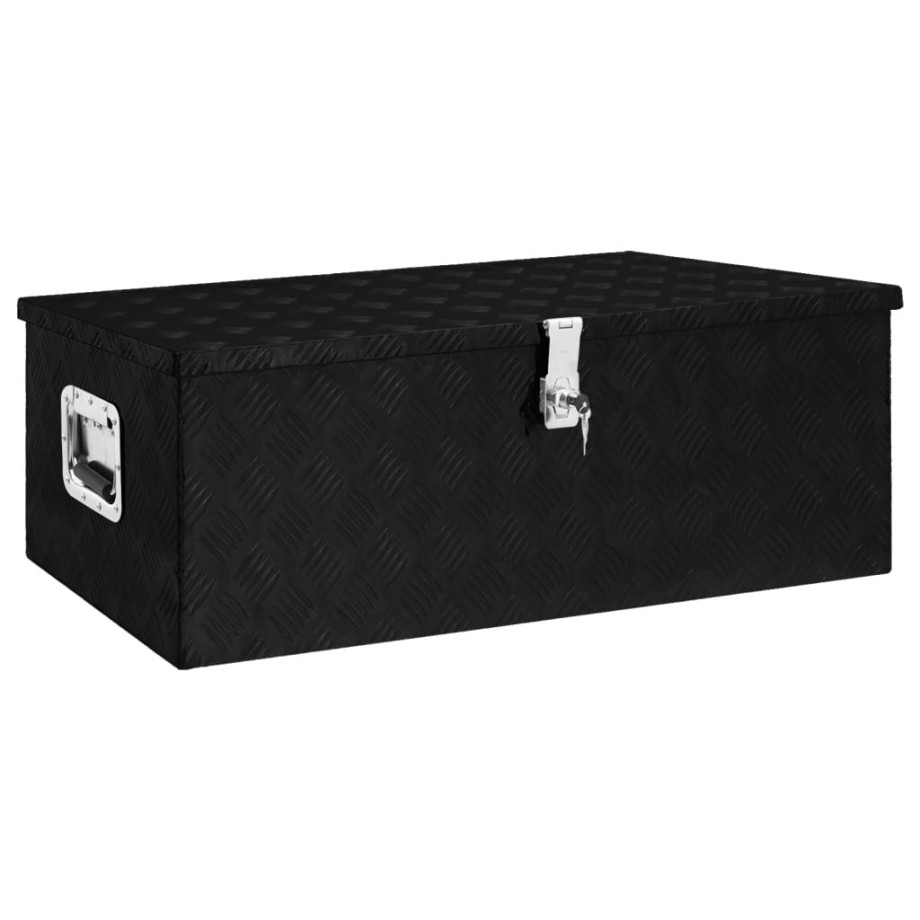 vidaXL Opbergbox 90x47x33,5 cm aluminium zwart afbeelding 1