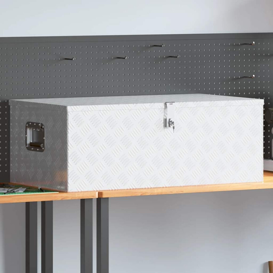 vidaXL Opbergbox 100x55x37 cm aluminium zilverkleurig afbeelding 1