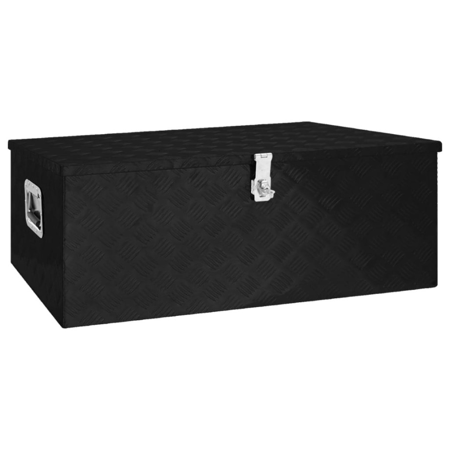 vidaXL Opbergbox 100x55x37 cm aluminium zwart afbeelding 1