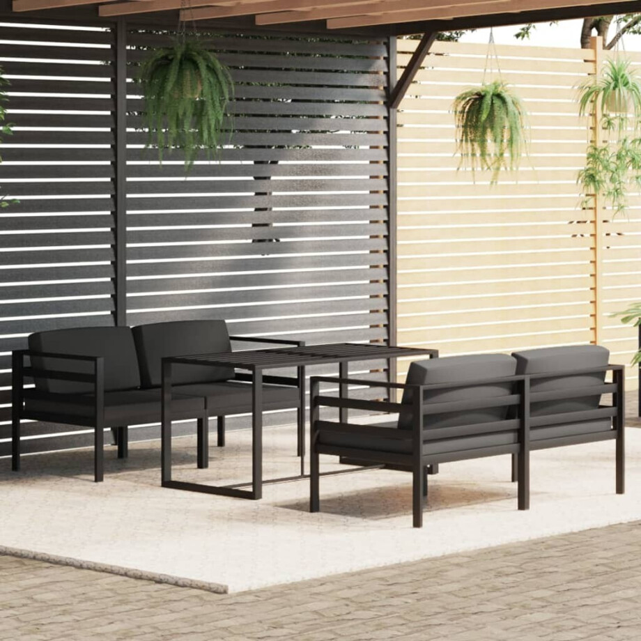 vidaXL 5-delige Loungeset met kussens aluminium antracietkleurig vidaXL 5-delige Loungeset met kussens aluminium antracietkleurig afbeelding 1