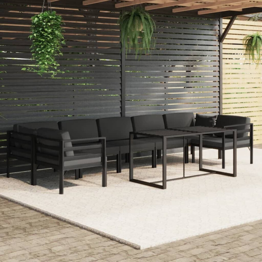 vidaXL 8-delige Loungeset met kussens aluminium antracietkleurig afbeelding 1