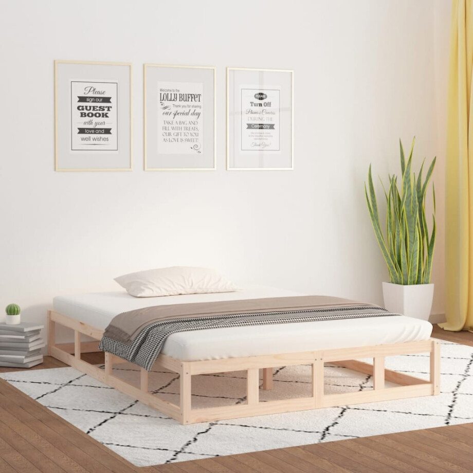 vidaXL Bedframe massief hout 150x200 cm vidaXL Bedframe massief hout 150x200 cm afbeelding 1