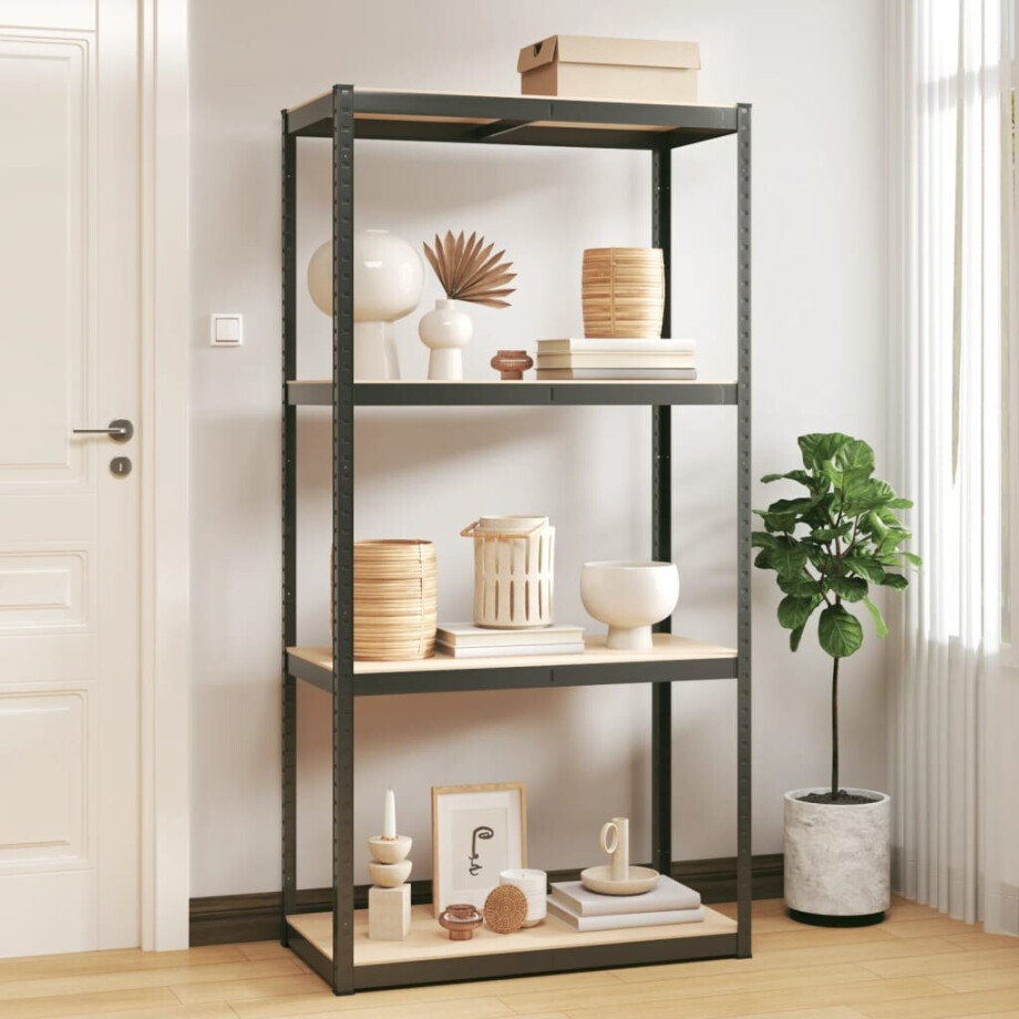 vidaXL Opbergrek 4-laags staal en bewerkt hout antracietkleurig vidaXL Opbergrek 4-laags staal en bewerkt hout antracietkleurig afbeelding 1