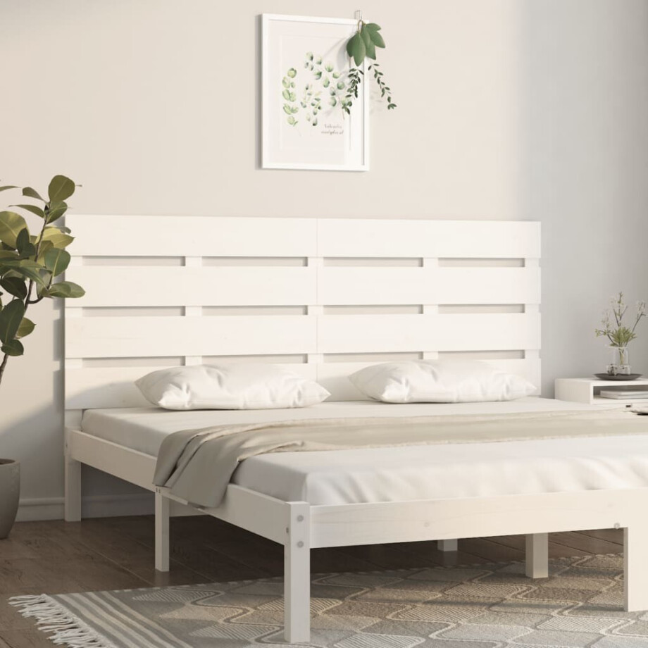vidaXL Hoofdbord 140x3x80 cm massief grenenhout wit afbeelding 1