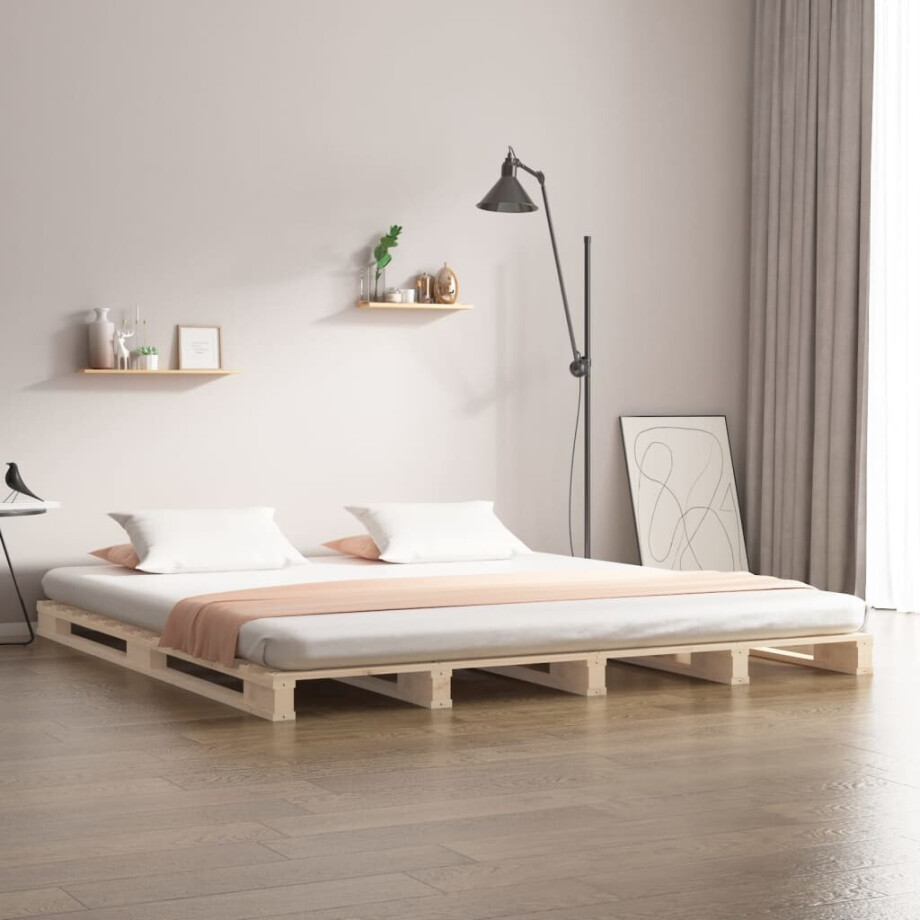 vidaXL Palletbed massief grenenhout 200x200 cm afbeelding 1