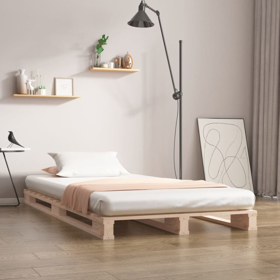 vidaXL Palletbed massief grenenhout 90x190 cm afbeelding 1