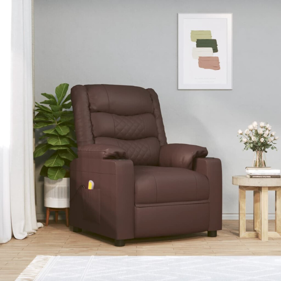 vidaXL Massagestoel kunstleer bruin afbeelding 1