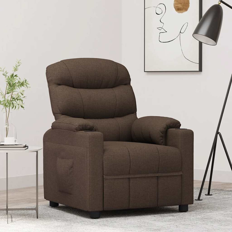 vidaXL Relaxfauteuil Donkerbruine Stof afbeelding 1