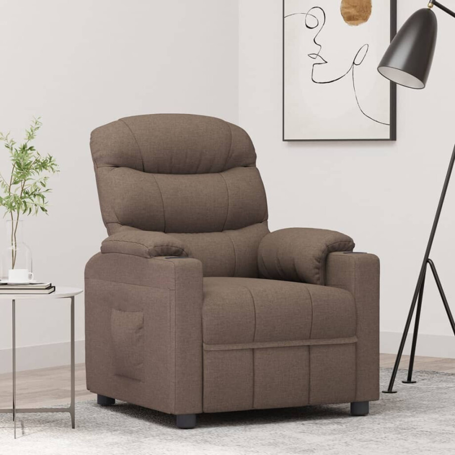 vidaXL Fauteuil verstelbaar stof taupe afbeelding 1