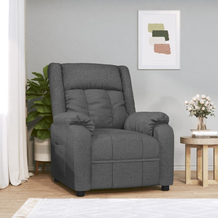 vidaXL Fauteuil verstelbaar stof donkergrijs afbeelding 1
