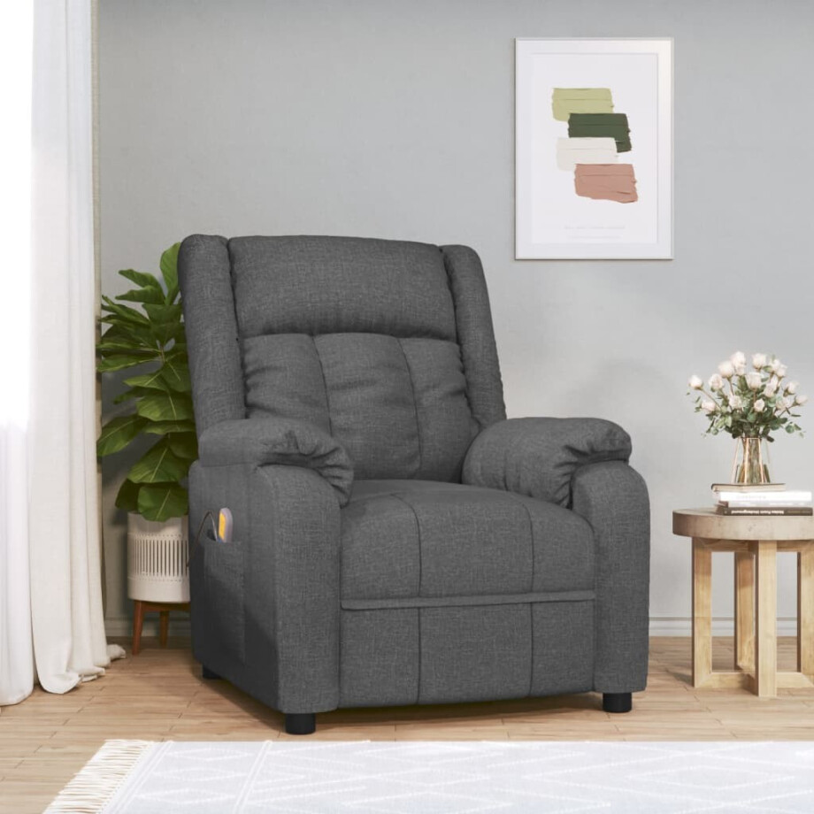 vidaXL Massagestoel stof donkergrijs vidaXL Massagestoel stof donkergrijs afbeelding 1