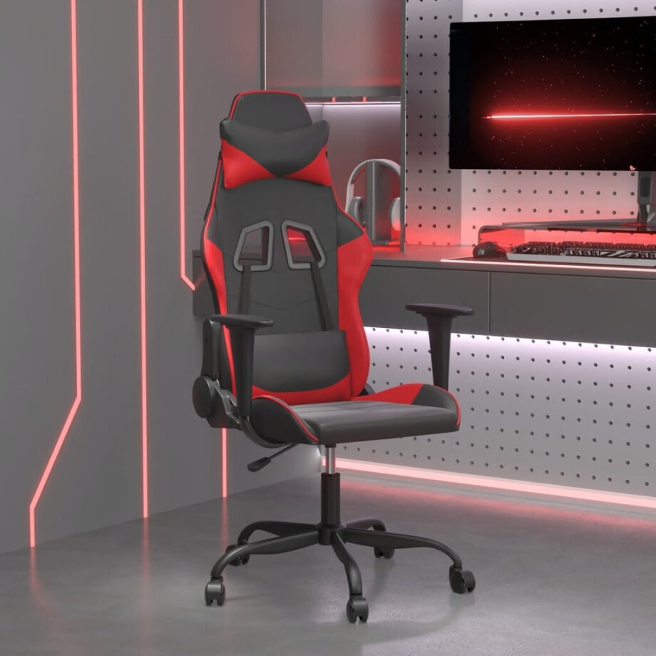 vidaXL Massage gamestoel kunstleer zwart en rood afbeelding 1