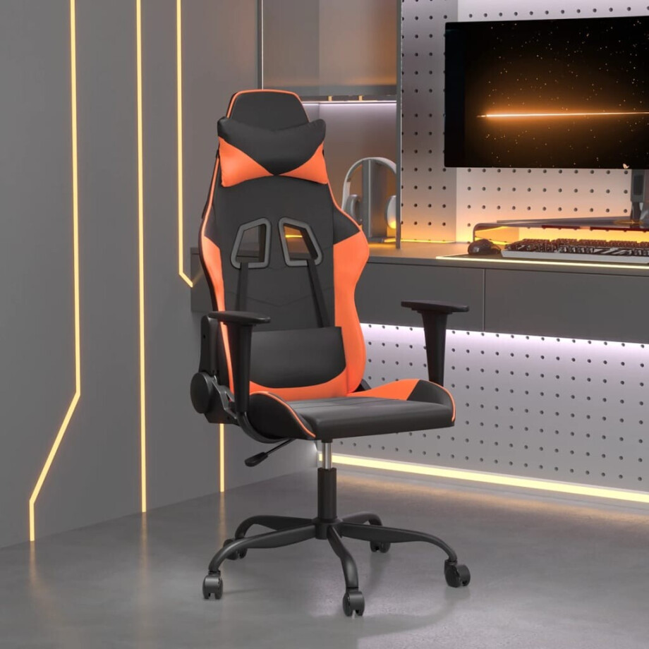 vidaXL Massage gamestoel kunstleer zwart en oranje afbeelding 1
