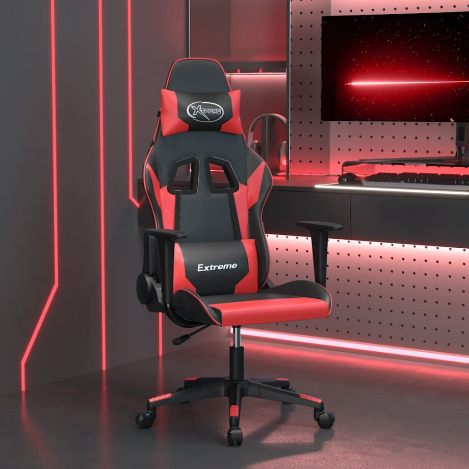 vidaXL Massage gamestoel kunstleer zwart en rood afbeelding 1
