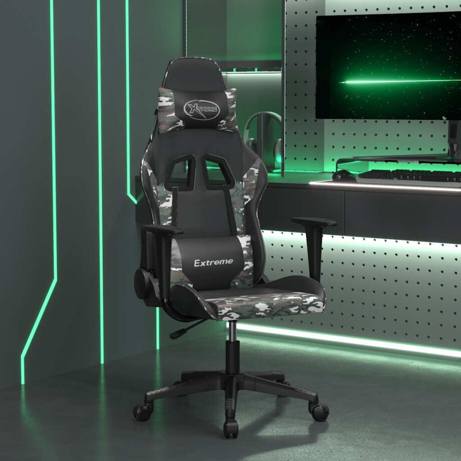 vidaXL Massage gamestoel kunstleer zwart en camouflage afbeelding 1