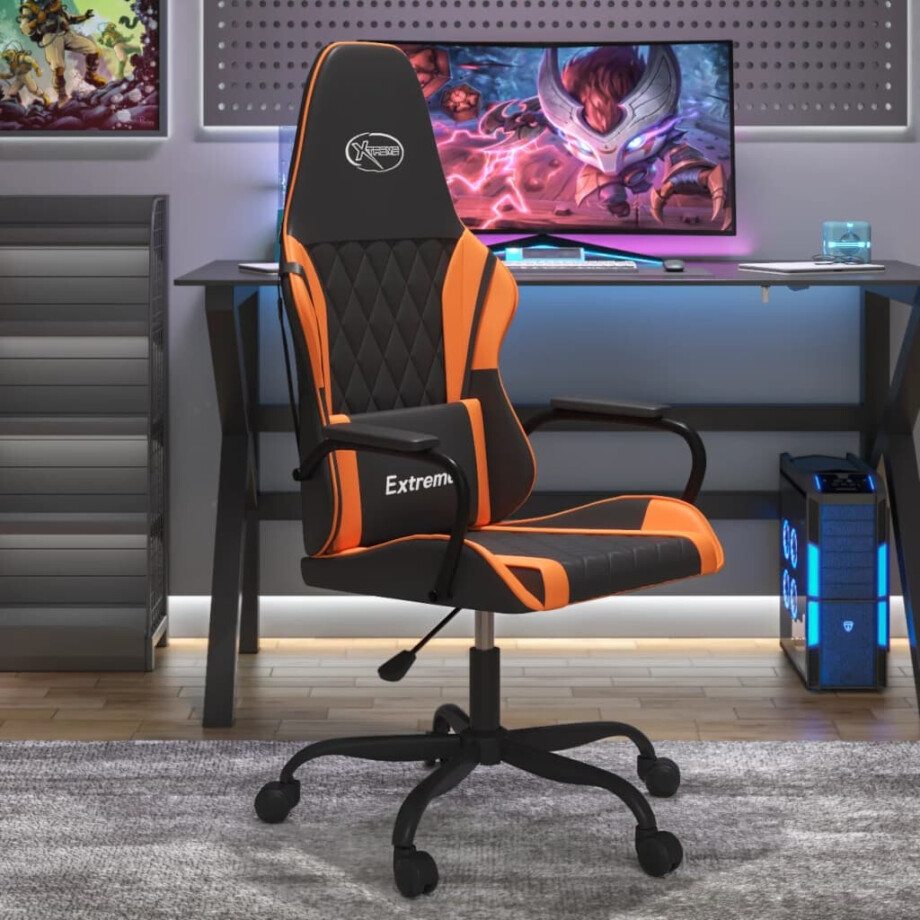 vidaXL Massage gamestoel kunstleer zwart en oranje vidaXL Massage gamestoel kunstleer zwart en oranje afbeelding 1