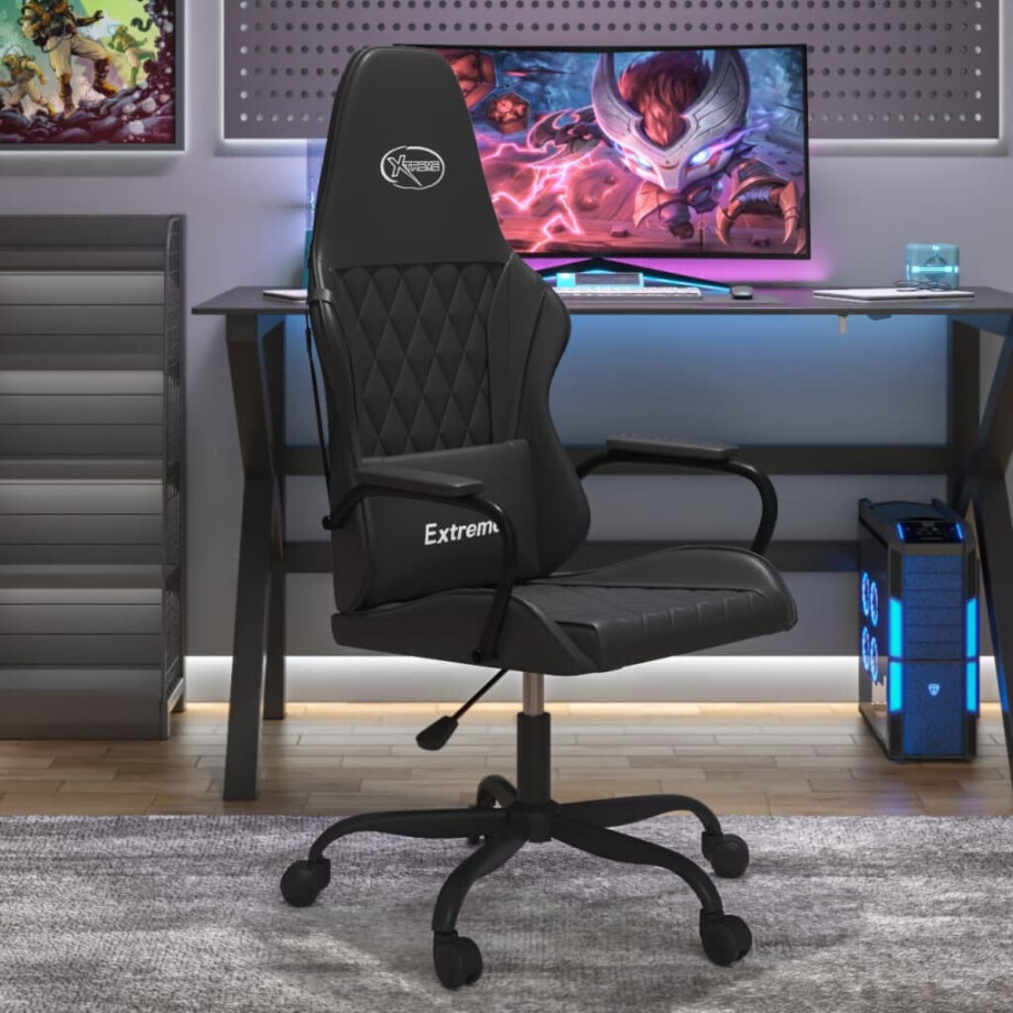 vidaXL Massage gamestoel kunstleer zwart vidaXL Massage gamestoel kunstleer zwart afbeelding 1